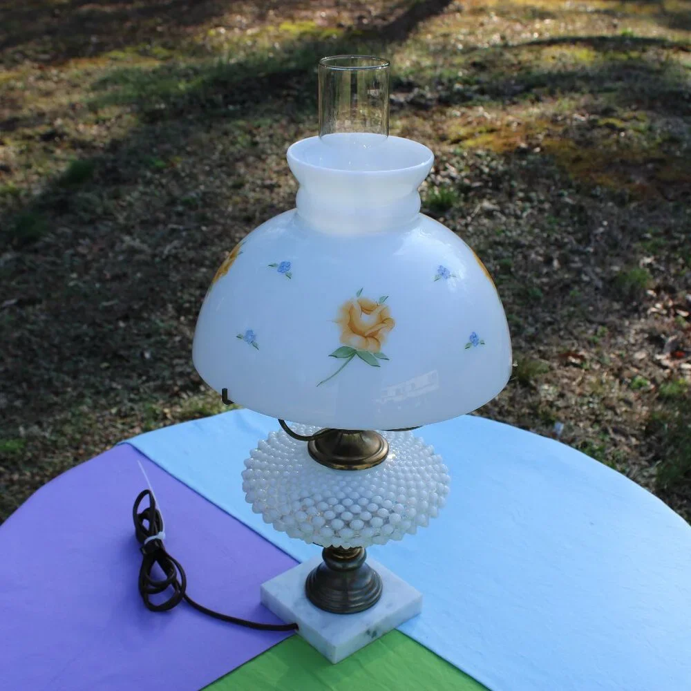 Hand Painted Fenton Student Lamp